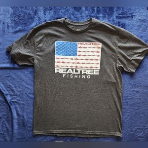Realtree Fishing Gray Patriotic Men's 2XL Short‎ Sleeve T-shirt